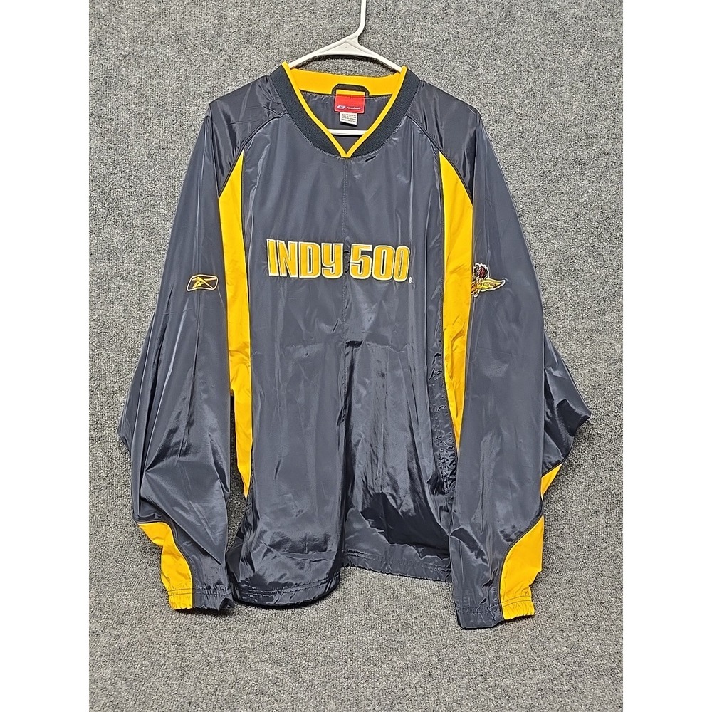 Racing Windbreaker Indy 500 Speedway Pullover Jacket Mens XL Reebok Embroidered